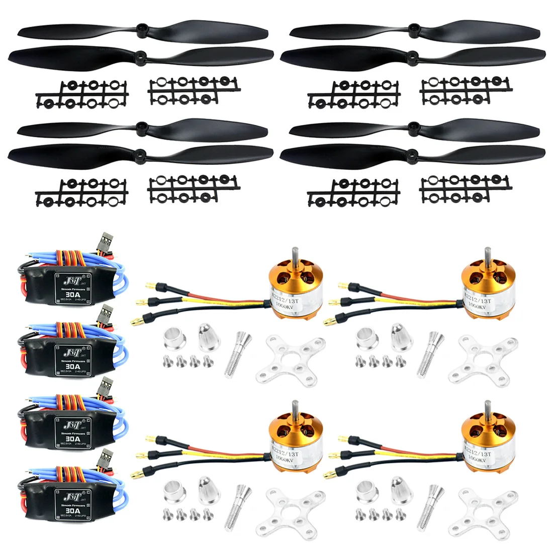 4 шт. A2212 1000KV 13T Мотор с внешним ротором и JMT 30A ESC 1045 пропеллер Prop для F450 F500 F550