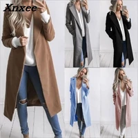 fashion women winter warm wool lapel trench coat slim outwear overcoat xnxee