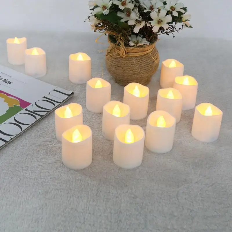 

12pcs/set LED Candle Light Flameless ​Flickering Tea Light Bulb Flamelss Fake Candle Festival Wedding Celebration Decoration Whi