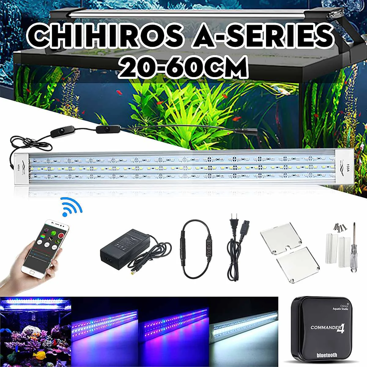 Chihiros 60 см Светодиодная лампа для роста растений 5730 117smd 4600lm A Серия мини-аквариум 8000k AC100-240V