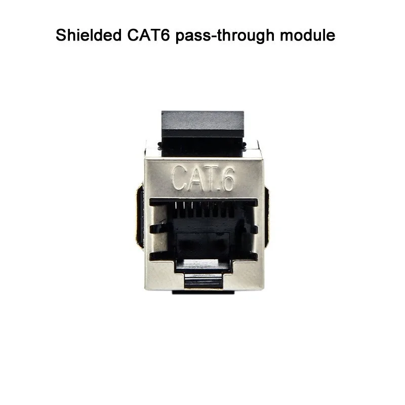 Металл экранированный CAT6 Pass-through сетевой модуль Позолоченные RJ45 разъем
