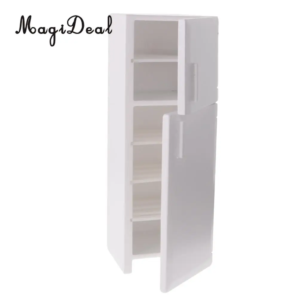 MagiDeal 1/12 кукольный домик миниатюрный кухонный белый деревянный холодильник с