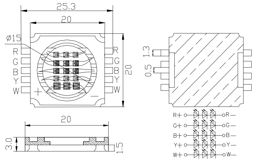 Новый вид Epileds 40mil chip 15W RGBYW cob led R9C рамка упаковка|Подвесные лампочки| |