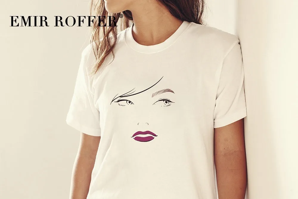 EMIR ROFFER Fashion Harajuku Print T-shirt Female Graphic Tees Women Funny Vintage T Shirt 2019 Summer Cotton Tops | Женская одежда
