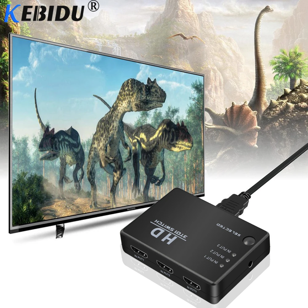 Коммутатор KEBIDU с 3 портами HDMI совместимый разделитель сплиттер в 1 выход селектор