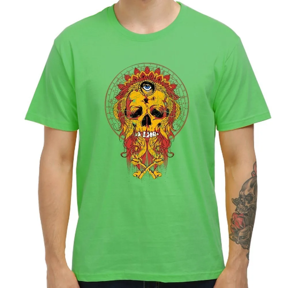 3D Printed Casual Men Tee Shirt Homme Cool Hip-Pop Eye Skull Print T-shirts 100% Pure Cotton Summer Tops Short Sleeve | Мужская одежда
