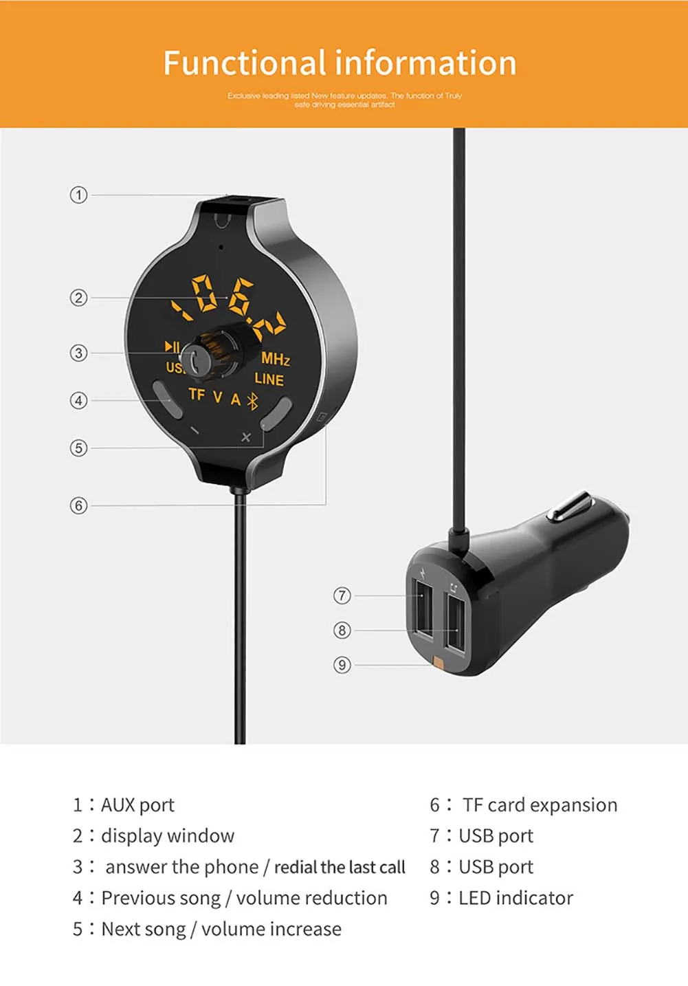 Автомобильный MP3 плеер с Bluetooth зарядное устройство для телефона/IPad умно через