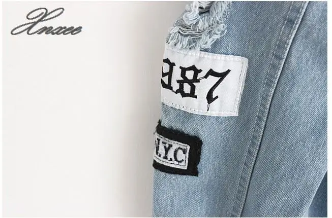 

Women Frayed Denim Bomber Jacket Appliques Print Where Is My Mind Lady Vintage Elegant Outwear Autumn Fashion Coat Vangull 2020