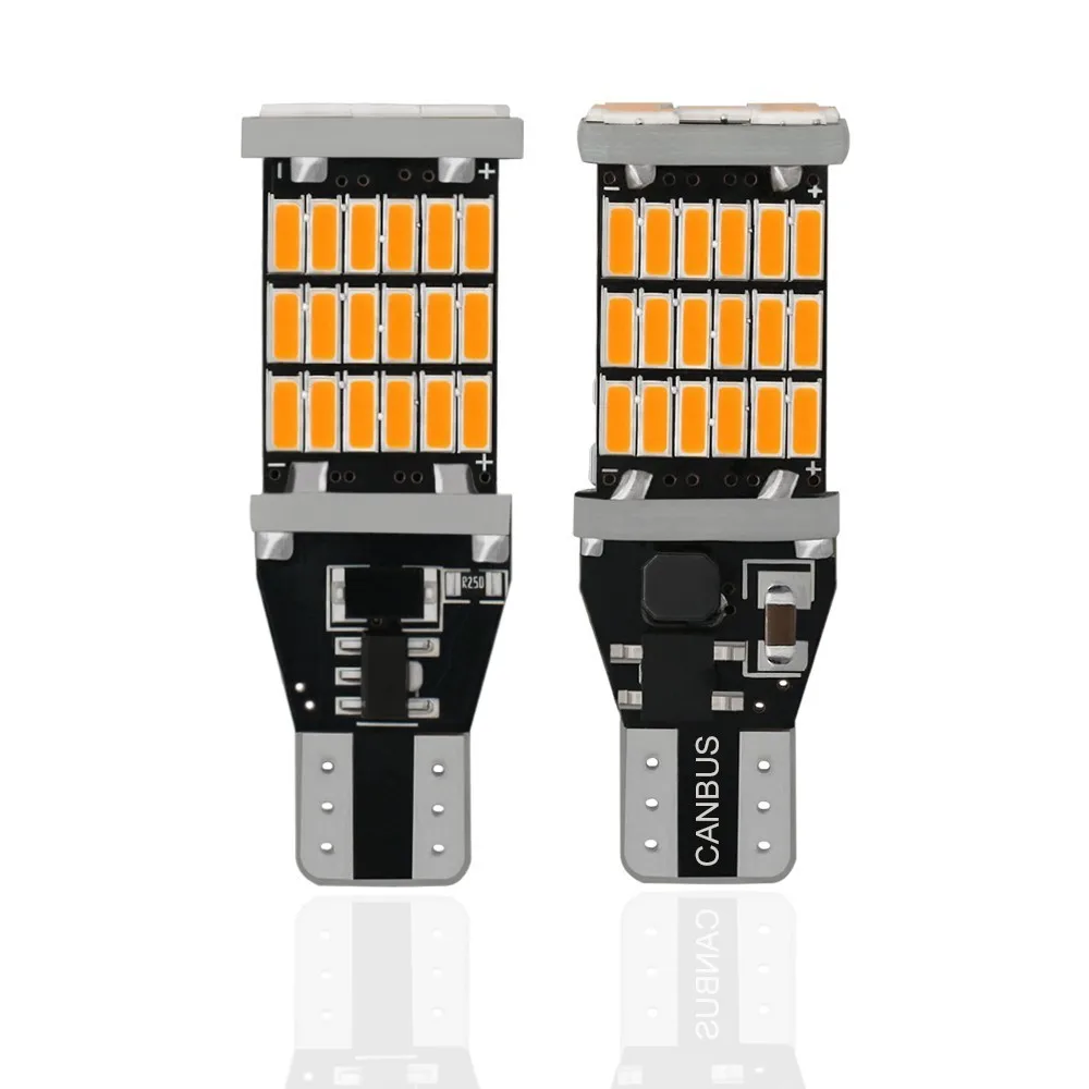 2шт T15 W16W 921 супер яркий 45 SMD 4014 светодиодный Canbus без ошибок резервный свет лампы