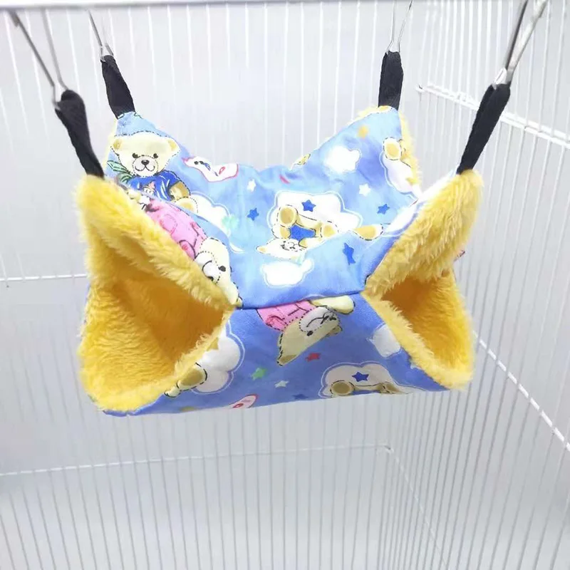Pet птицы хомяк гамак висячая кровать двойной слой для крыс белок теплый