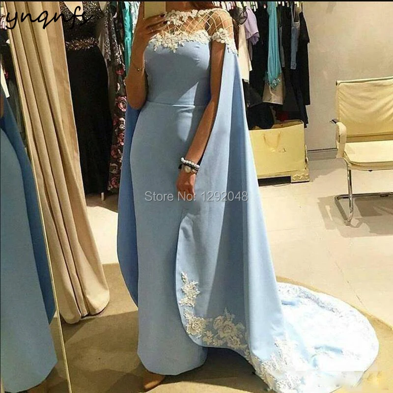 

YNQNFS M16 Cape Cloak Kaftan Robe Soiree Dubai Arabic Evening Gowns Women Elegant Formal Dress Mother of the Bride Dresses