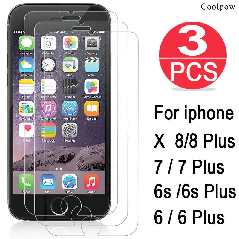 Шт. 3 шт. закаленное стекло для iphone 7 Plus 8 Защита экрана 6 6S плюс X XR XS Max УРОВЕНЬ