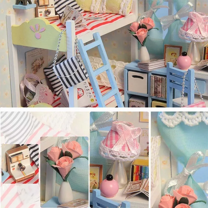 Маленький кукольный домик DIY 3D Деревянный Миниатюрный Кукольный дом