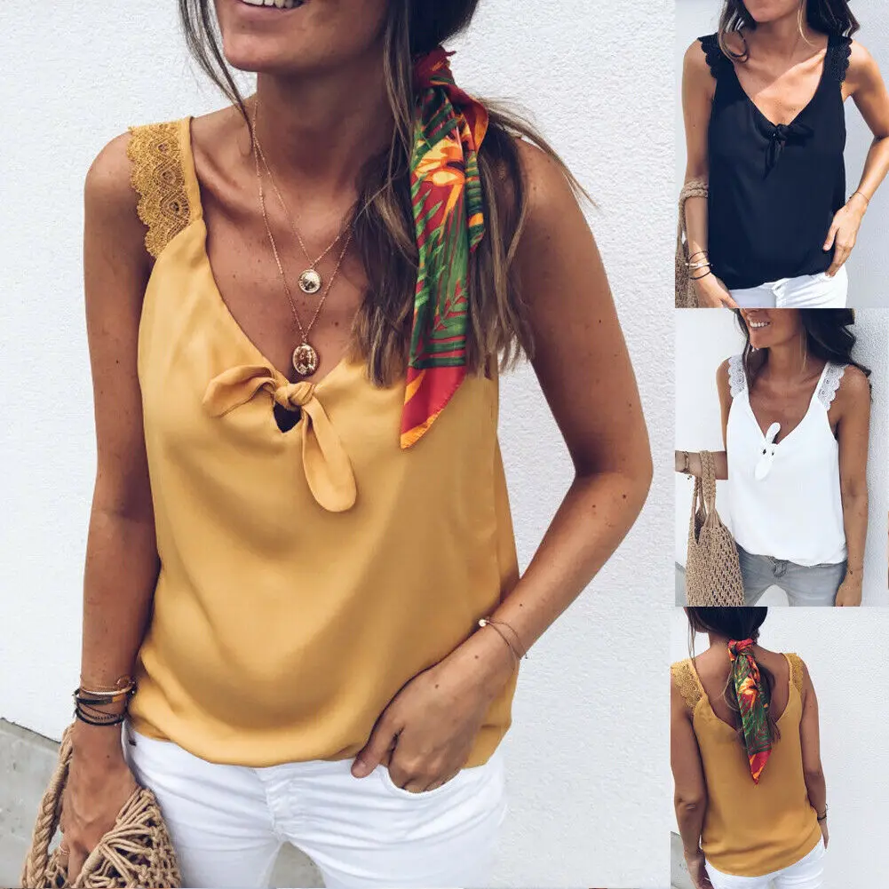 Майка женская с V-образным вырезом Модный повседневный однотонный Мягкий Топ без
