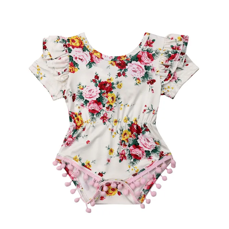 Модное хлопковое боди PUDCOCO для маленьких девочек с коротким рукавом и цветочным
