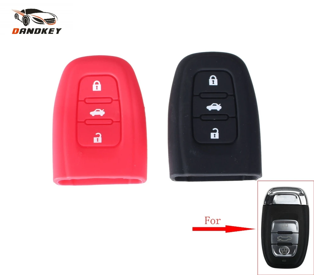Силиконовый чехол Dandkey с 3 кнопками для смарт-ключа Audi B6 B7 B8 A4 A5 A6 A7 A8 Q5 Q7 R8 TT S5 S6 S7 S8 SQ5