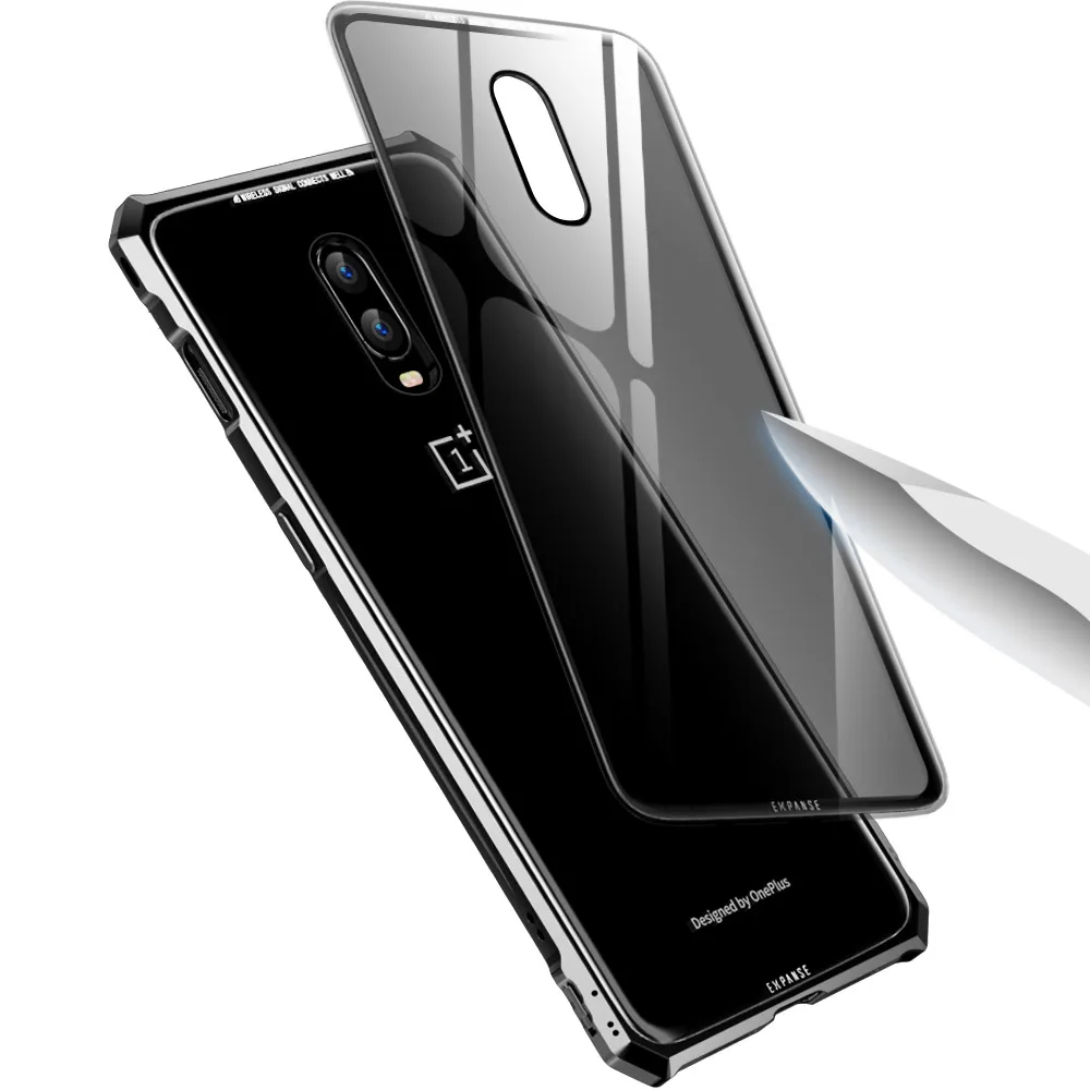 Чехол One Plus 6T Oneplus металлический алюминиевый бампер рамка крышка со стеклянной