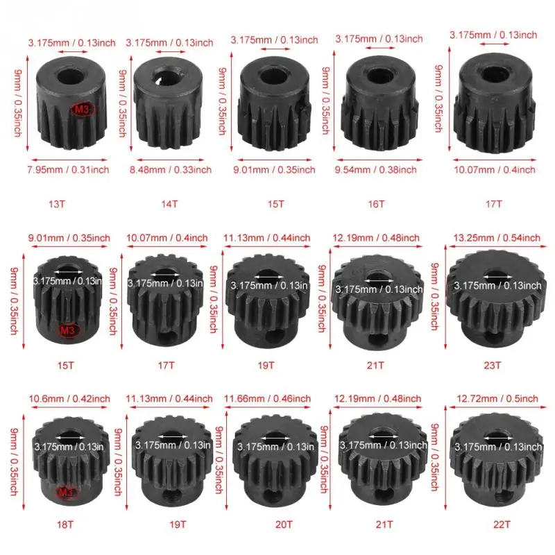 Запчасти для радиоуправляемого двигателя 48DP 3175 мм 13T17T 15T 17T 19T 21T 23T 18T22T Хромовая