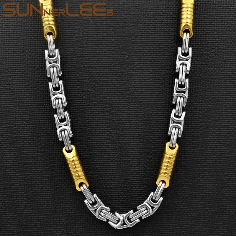 

SUNNERLEES ювелирное изделие ожерелье из нержавеющей стали 7 мм Геометрическая Византийская звеньевая цепочка серебряного цвета позолоченная М...