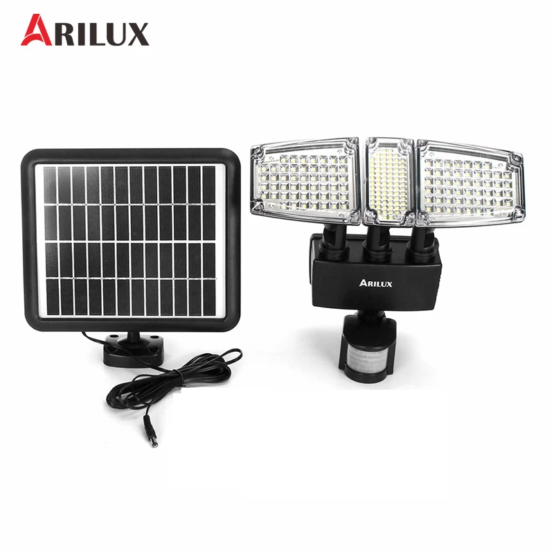 ARILUX 178 LED прожектор PIR датчик движения Три головки Солнечная лампа открытый сад