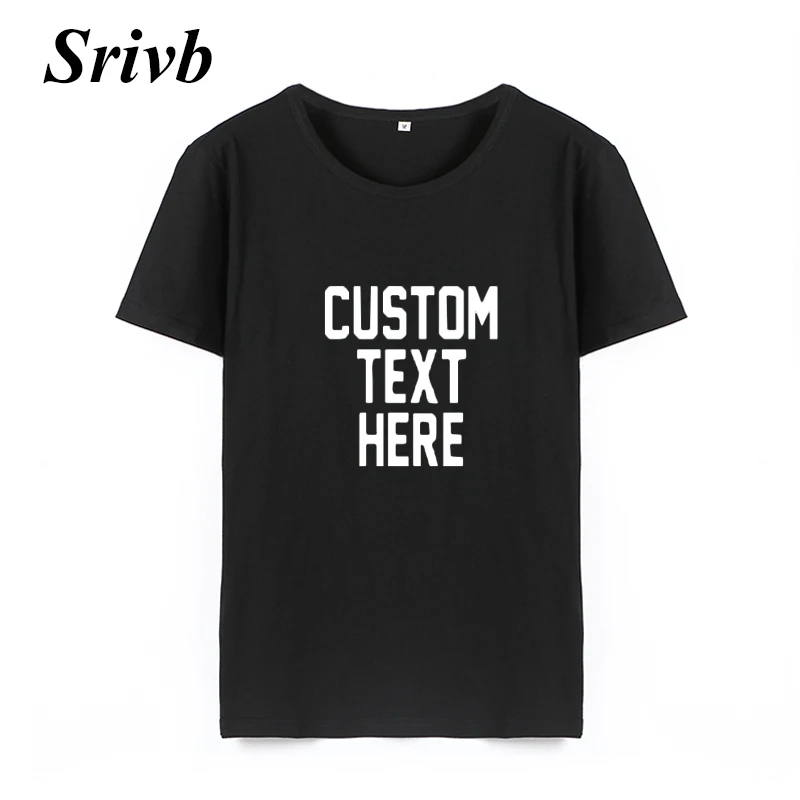 Женская хлопковая Футболка Srivb черная/белая футболка с надписью Here и о-вырезом
