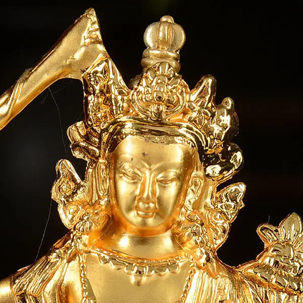 Тибет буддизм ручная работа старая Будда статуя сплав gilt Bodhisattva Manjusri | Дом и сад