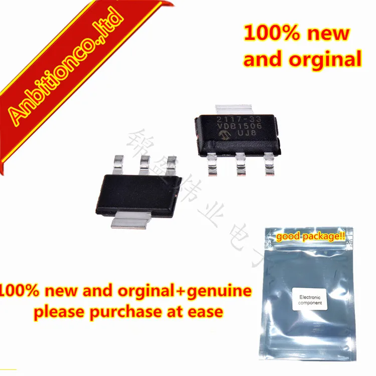 10pcs 100% new and orginal TC2117-3.3VDBTR 2117-33 SOT223 TC2117-3.3 in stock | Мобильные телефоны и аксессуары