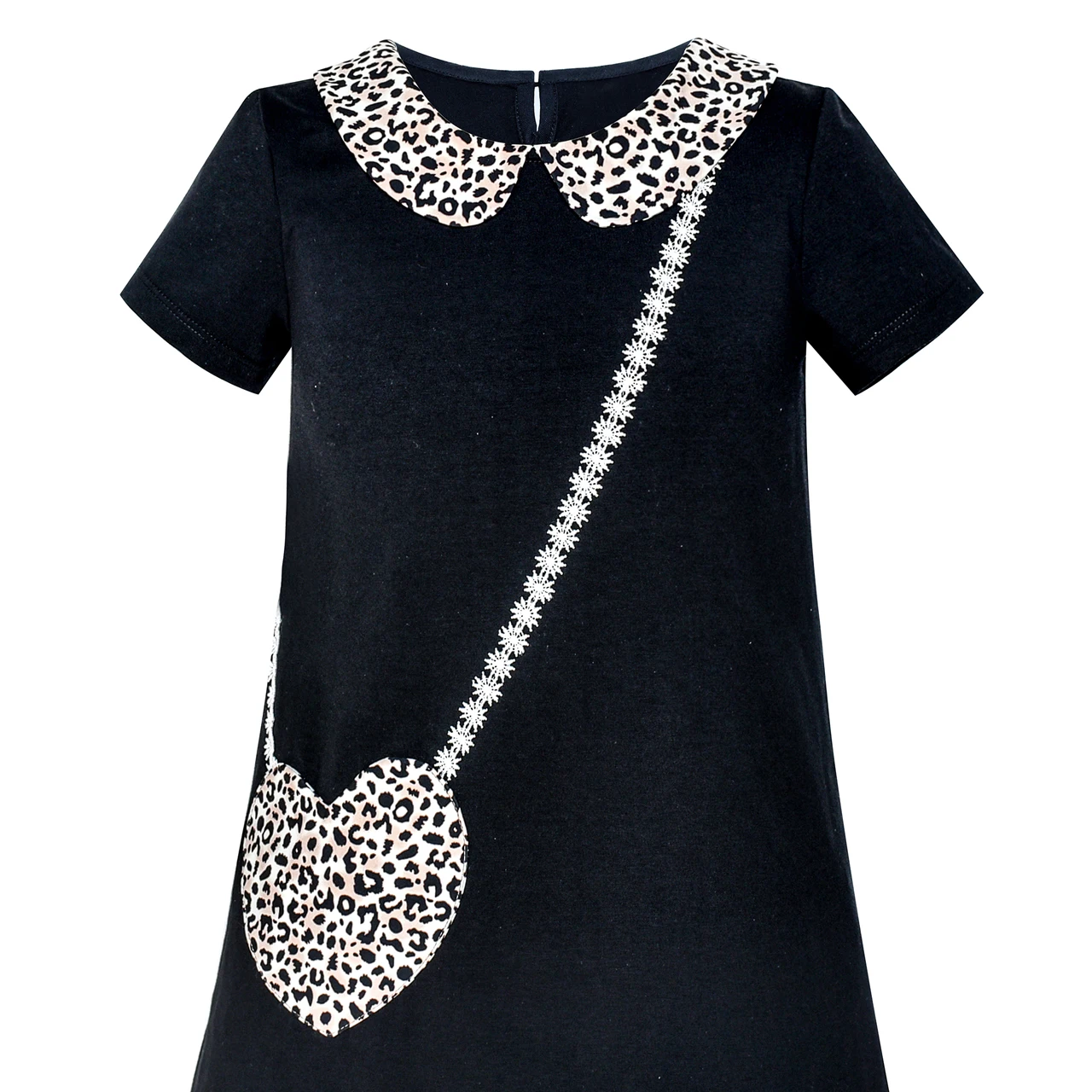 Sunny Fashion платья для девочек платье Повседневная Короткий рукав Леопард Воротник