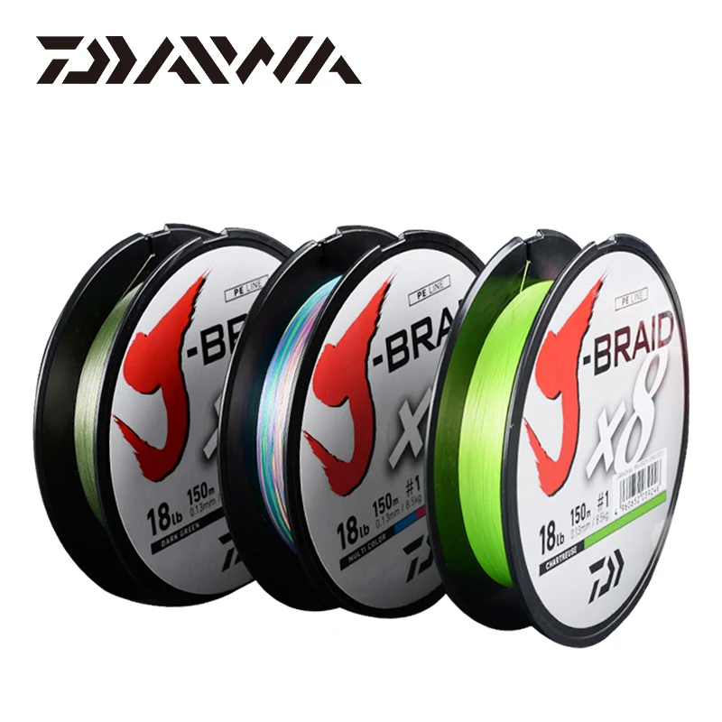 

100% Original DAIWA 8 Strands PE Fishing Line J-BRAID X8 Line - Length:150m 1.0# 1.5# 18LB 25LB green/grass color made in japan