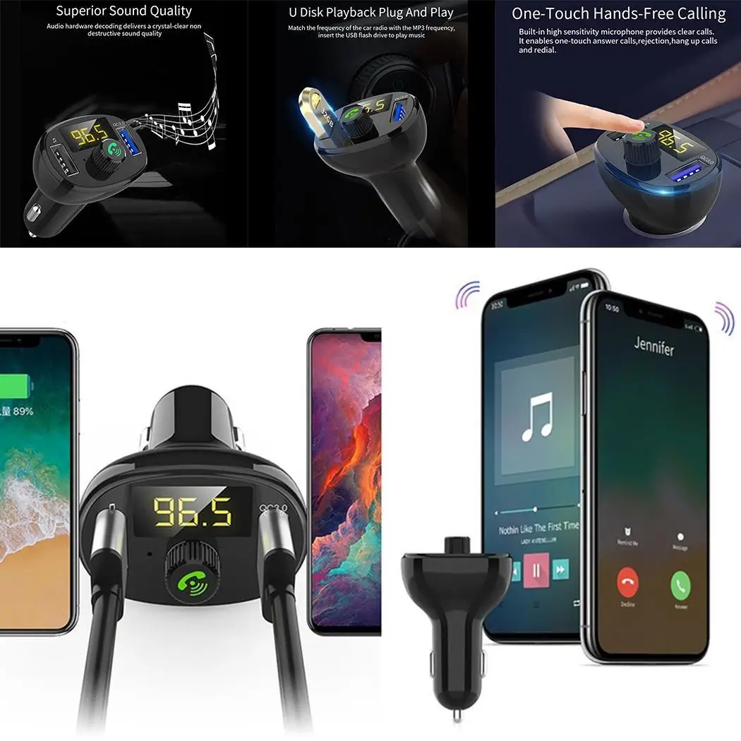 Громкой связи Bt23 автомобиля Mp3 bluetooth плеер Dual USB быстрая зарядка|Кабели адаптеры и