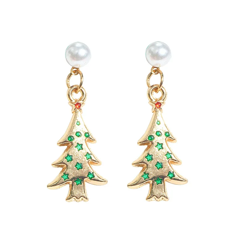 

2019 Christmas Tree Crystal Women 1Pair Drop Shipping Christmas Korean Girls Drop Earring Christmas Gifts Party Fashion Jewelry