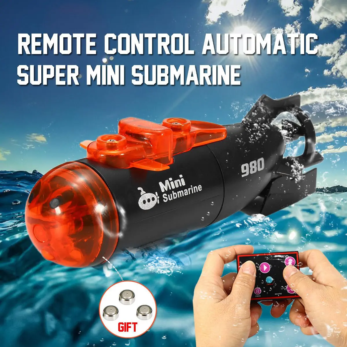 Мини микро-Радио пульт дистанционного управления RC Подводная лодка корабль с Led