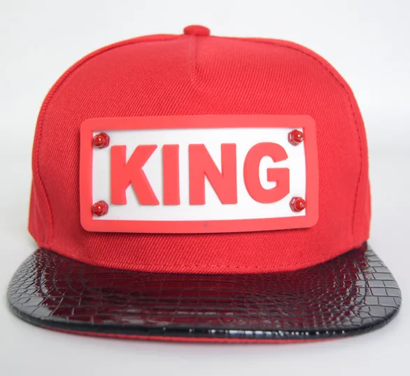 Новый шаблон крокодиловой кожи Snapback нажмите Клей Король письмо бейсбольная