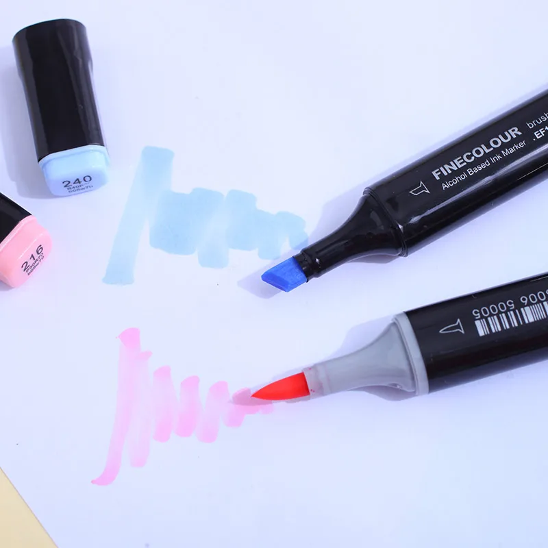 Маркеры на спиртовой основе Finecolour EF102 Двусторонние цветные скетч маркеры 36 48