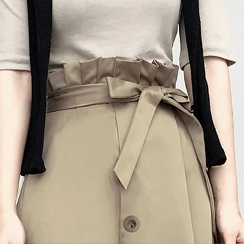 CHICEVER Autumn Winter Women's Skirt Bow Bandage High Waist Big Hem Long Skirts For Women Korean Fashion Vintage Clothes Tide | Женская