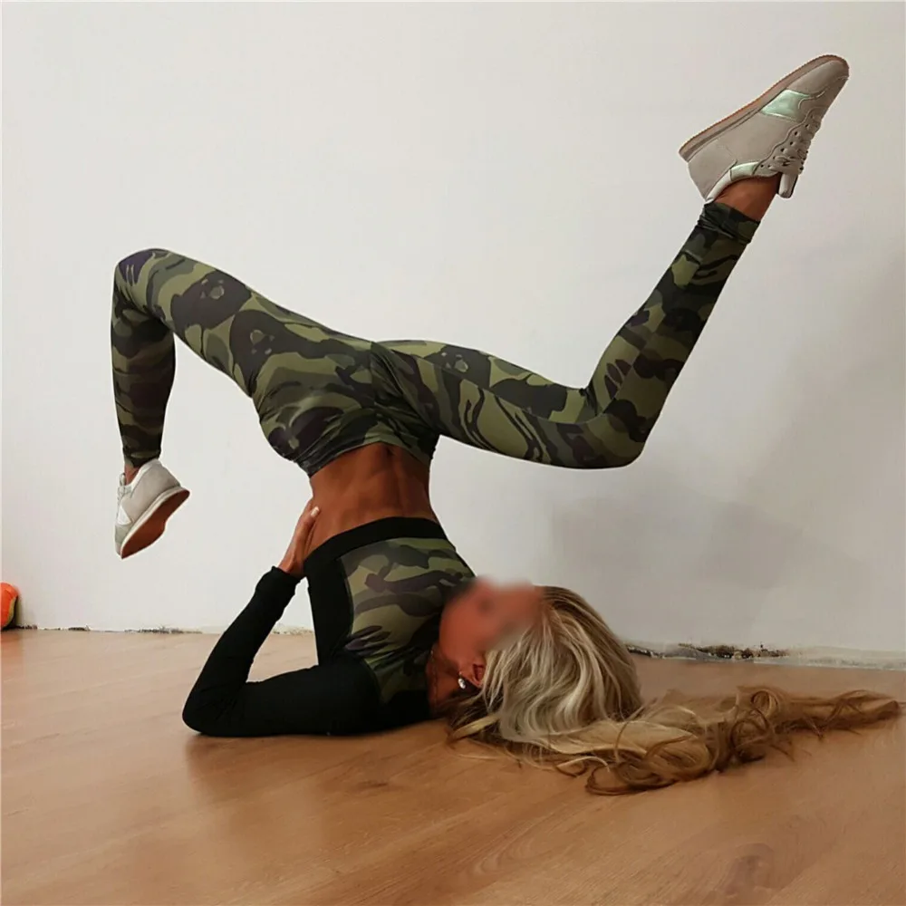 2019 камуфляжные женские спортивные для йоги Леггинсы Jogger Fit тренажерный зал