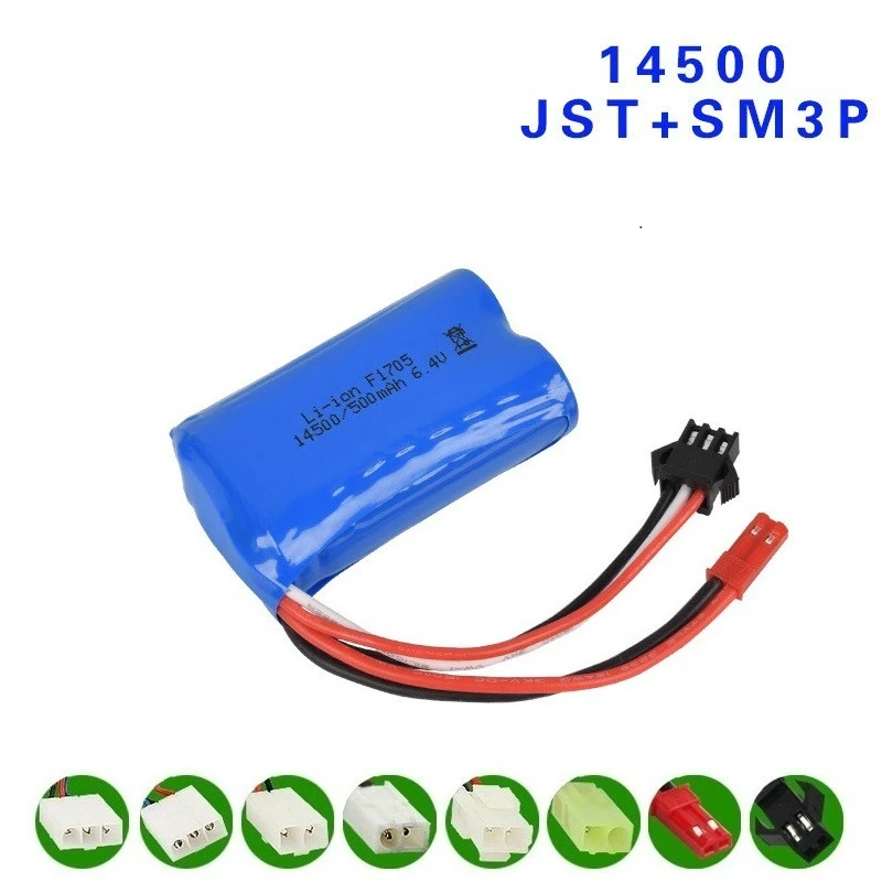 6.4v 14500 500mah Li-ion Battery for Wltoys 18401/02 Remote Control Off-road Vehicle 6.4v battery for RC toys Car Boat Trucks