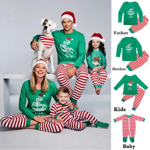 2018 рождественские Семейные пижамы пижамные комплекты детская пижама эльфа для - Фото №1
