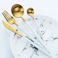drop shipping stainless steel cutlery white golden dinnerware set dinner tableware kitchen accessories western cutlery