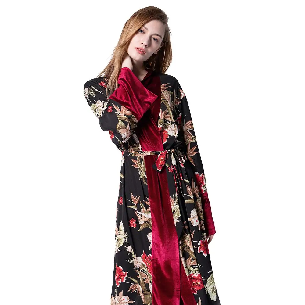 Открытым abaya Макси Вельветовое платье Для женщин Дубай Кафтан Костюмы 2019