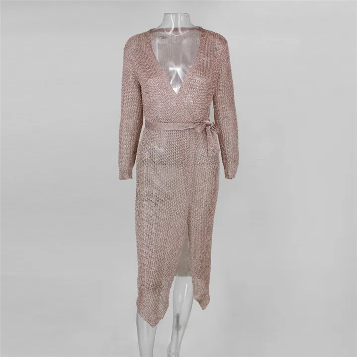 2018 Повседневные вязаные платья с длинным рукавом женская одежда Vestidos широким