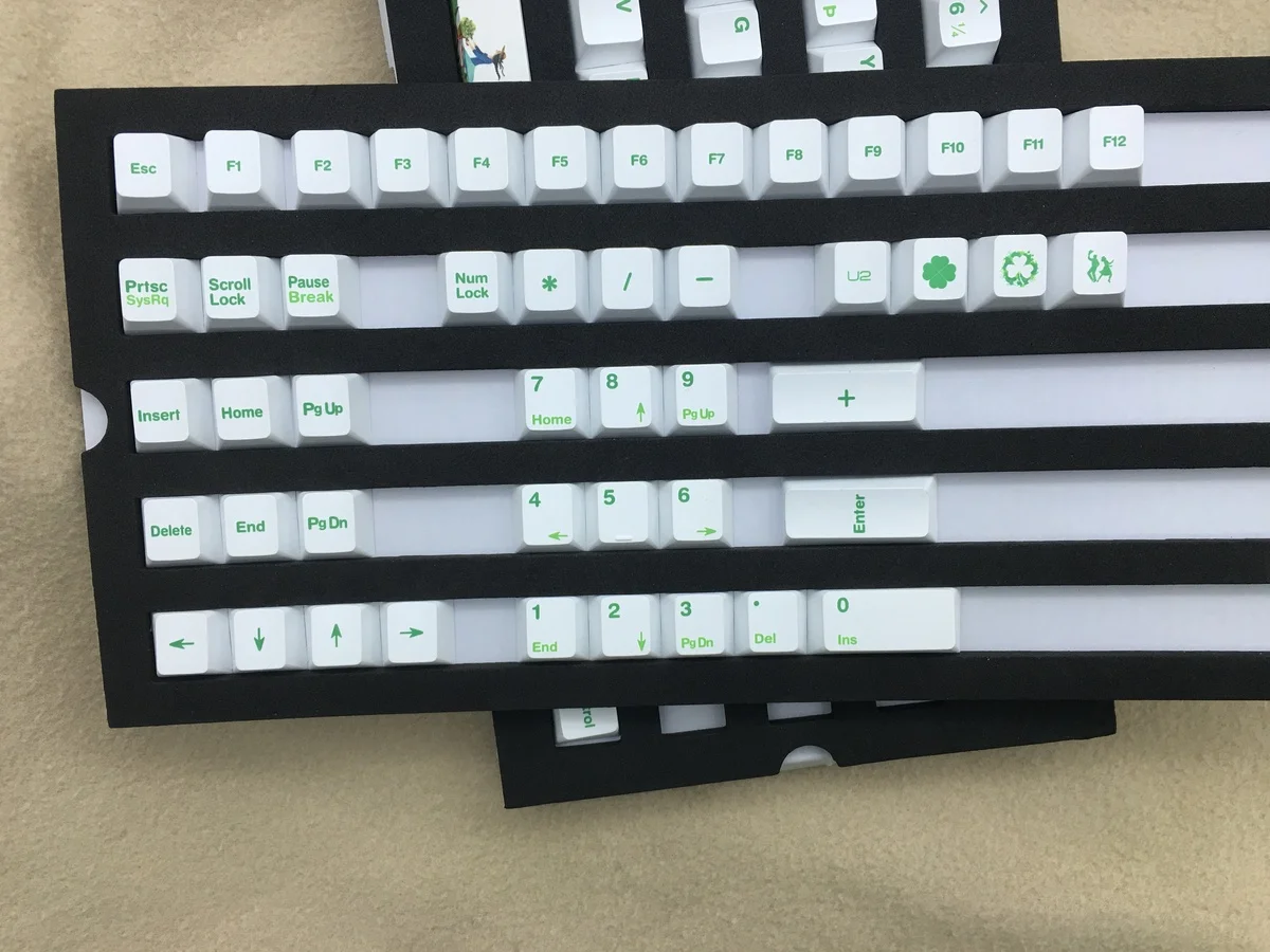 Ирландия 108 ключей PBT Dye Sublimation индивидуальный ключ Кепки белая освещенная