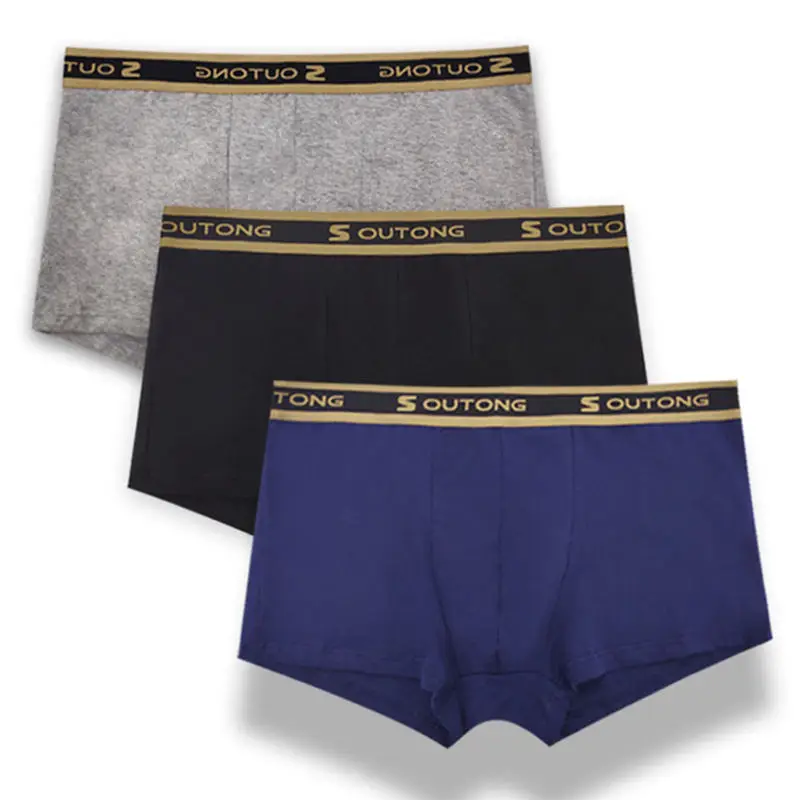 

Трусы-боксеры мужские 3 шт./лот, хлопковые дышащие, однотонные, с U-образной выпуклостью, нижнее белье, шорты-боксеры