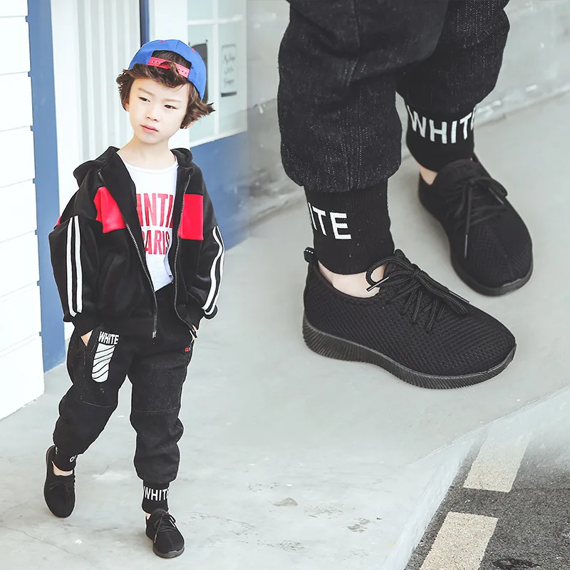Size 26-35 Spring Summer Children Shoes Solid Color Soft Bottom Casual Running Sneakers Mesh Breathable For Girls/Boys | Детская одежда
