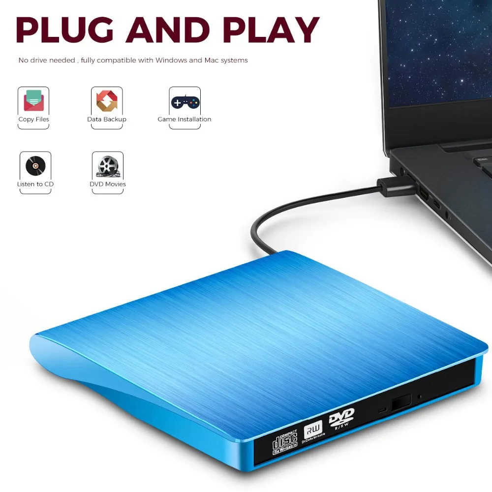 Внешний DVD привод USB 3 0 CD/DVD RW горелки оптический для ноутбука ПК настольный