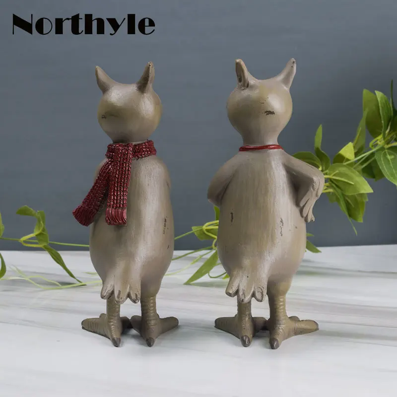 Northyle vintage resin owl couple figurine home decoration animal art craft miniaturas christmas gift | Дом и сад