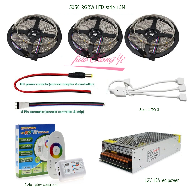 Светодиодная лента 5 20 м 12 В постоянного тока RGBW RGBWW 5050 гибкая + 2 4G Φ комплект