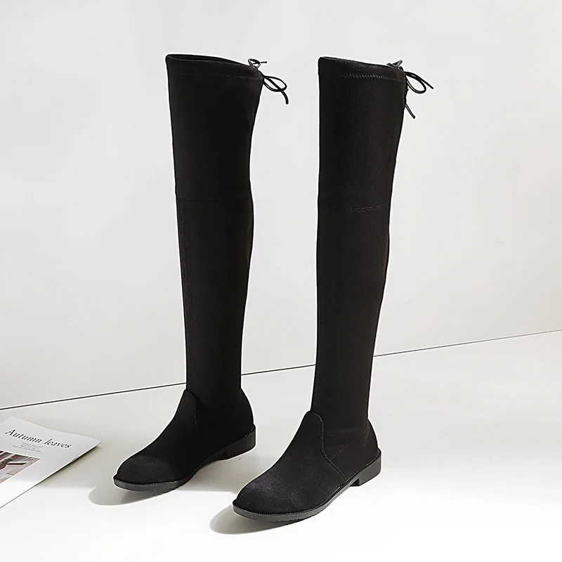 Star over-the-knee stretch boots new 2019 hide wedge women's 2.1 | Обувь