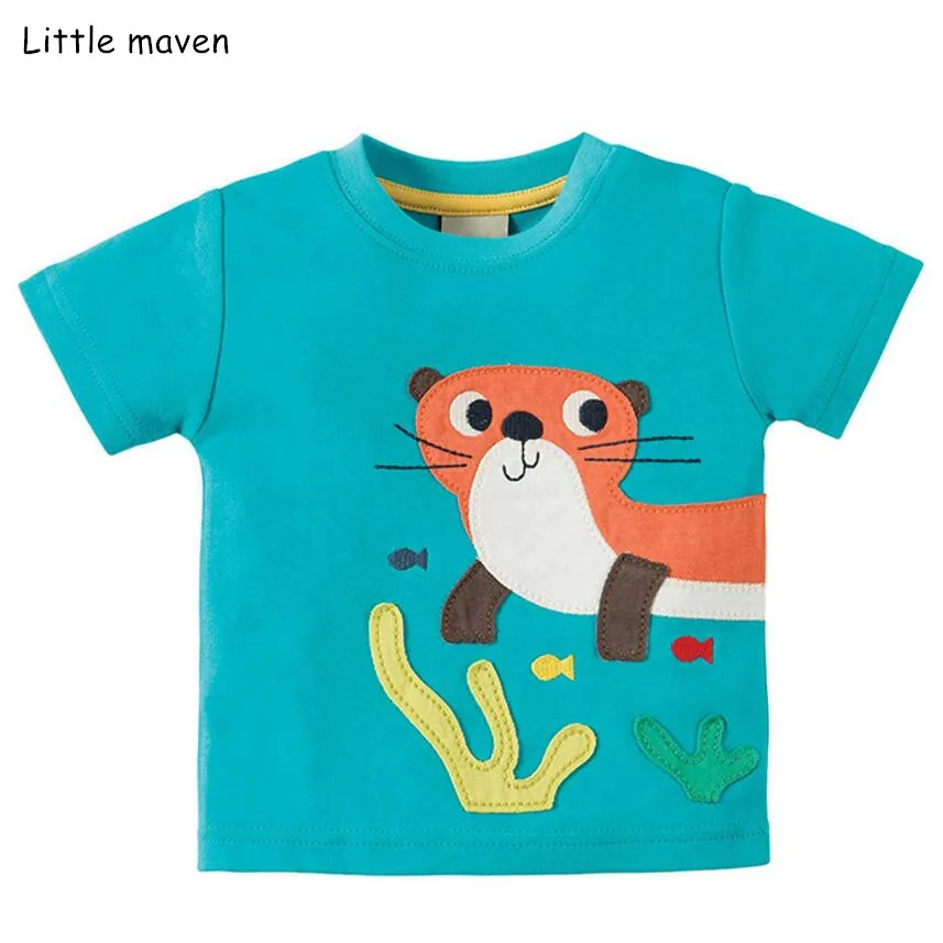 Детская одежда Little maven летняя хлопковая футболка с коротким рукавом и