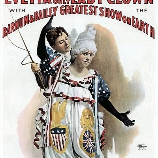 Барнум Бейли Evetta единственная леди цирковой клоун плакат печать (18x24)|Таблички и